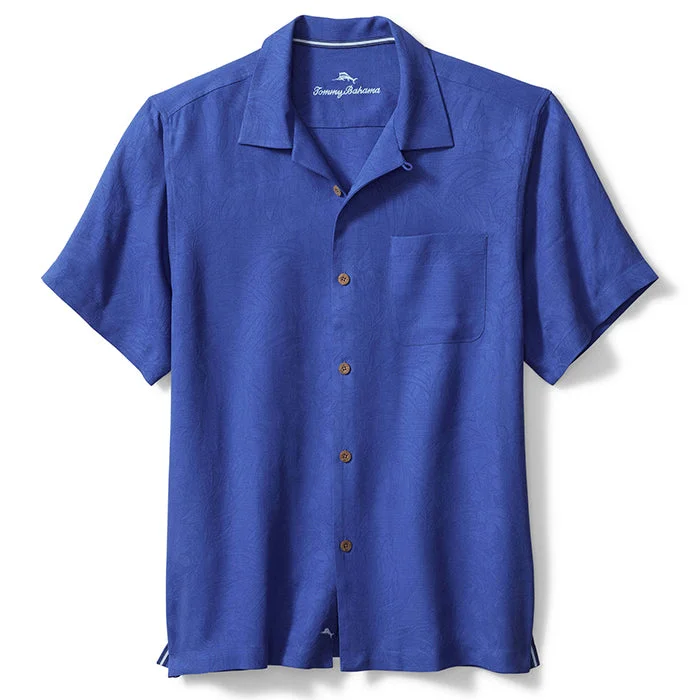 men's daily wear shirts -Tommy Bahama Tropic Isles Camp Shirt - Cobalt Haze