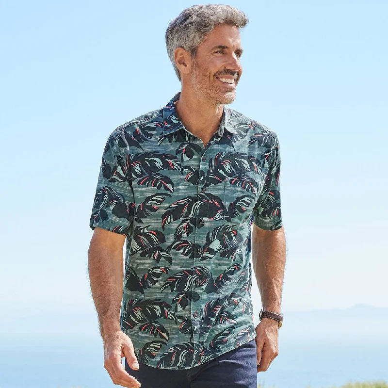 men's classic shirts -Tommy Bahama Tortola Verde Fronds Camp Shirt - Seven Seas