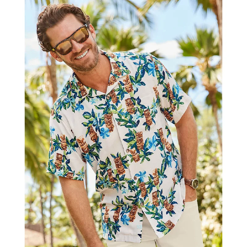 men's breathable dress shirts -Tommy Bahama Tiki Tumble Camp Shirt - Continental