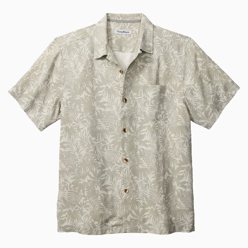 men's comfortable work shirts -Tommy Bahama Palm Haven Camp Shirt - Old Stone