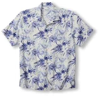 men's breathable dress shirts -Tommy Bahama IslandZone Palmeras Party Camp Shirt - Gentle Violet