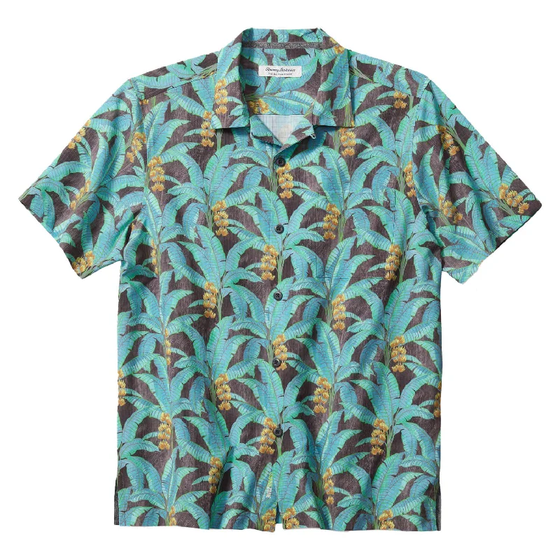 men's designer shirts -Tommy Bahama IslandZone Bahama IslandZone Coast Banana Grove Camp Shirt - After Dark