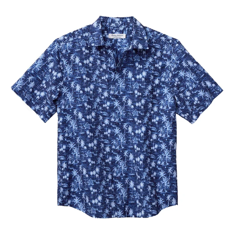 men's Oxford shirts -Tommy Bahama IslandZone Bahama IslandZone Coast Cabana Shores Camp Shirt - Island Navy