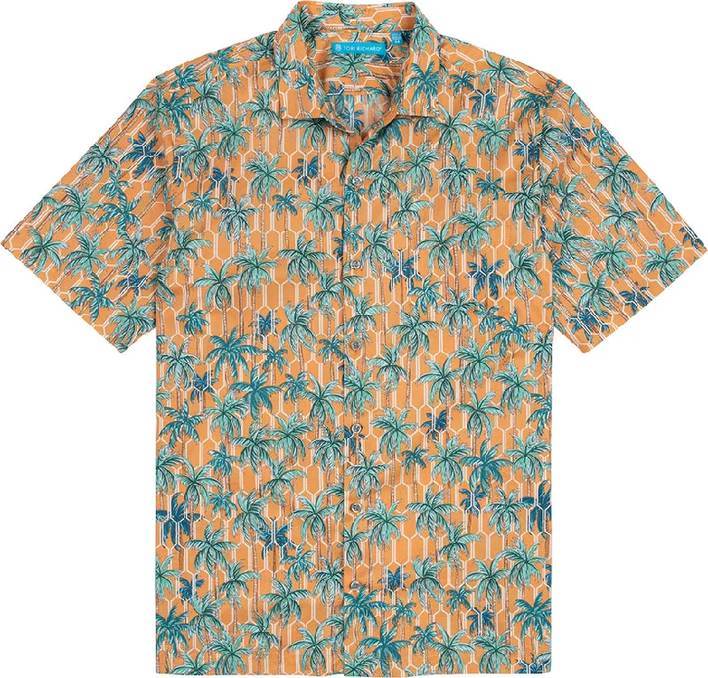 men's cool patterned shirts -Tori Richard Ossipoff's Oasis Cotton Lawn Camp Shirt - Bisque