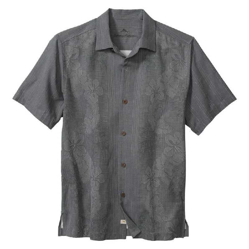 men's casual dress shirts -Tommy Bahama Big & Tall Bali Border Camp Shirt - Shadow