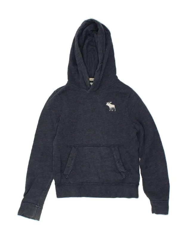 men's workout zip-up hoodies -ABERCROMBIE & FITCH Boys Hoodie Jumper 10-11 Years Medium Navy Blue Cotton