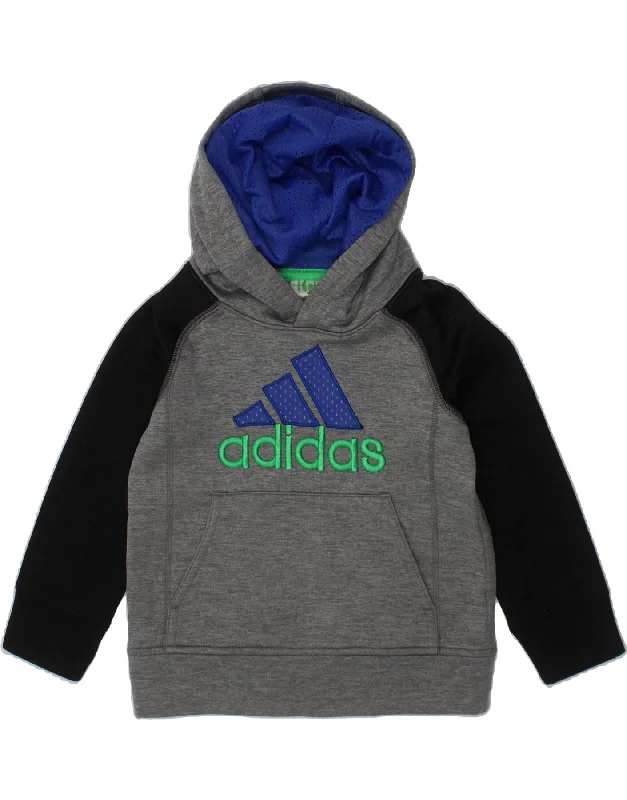 men's graphic print sweatshirts -ADIDAS Baby Boys Graphic Hoodie Jumper 18-24 Months Grey Colourblock