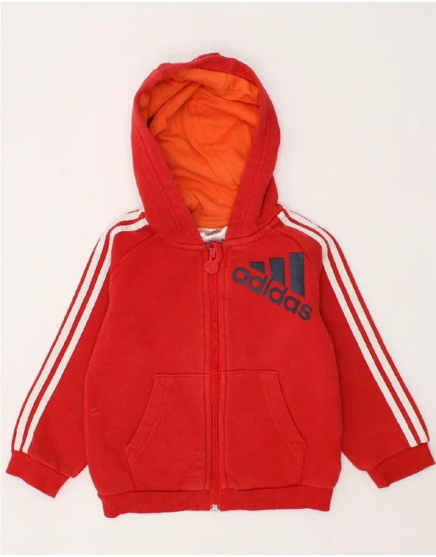 trendy graphic sweatshirts for men -ADIDAS Baby Boys Graphic Hoodie Jumper 18-24 Months Red Cotton