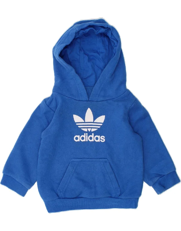 men's oversized hoodies -ADIDAS Baby Boys Graphic Hoodie Jumper 3-6 Months Blue Cotton