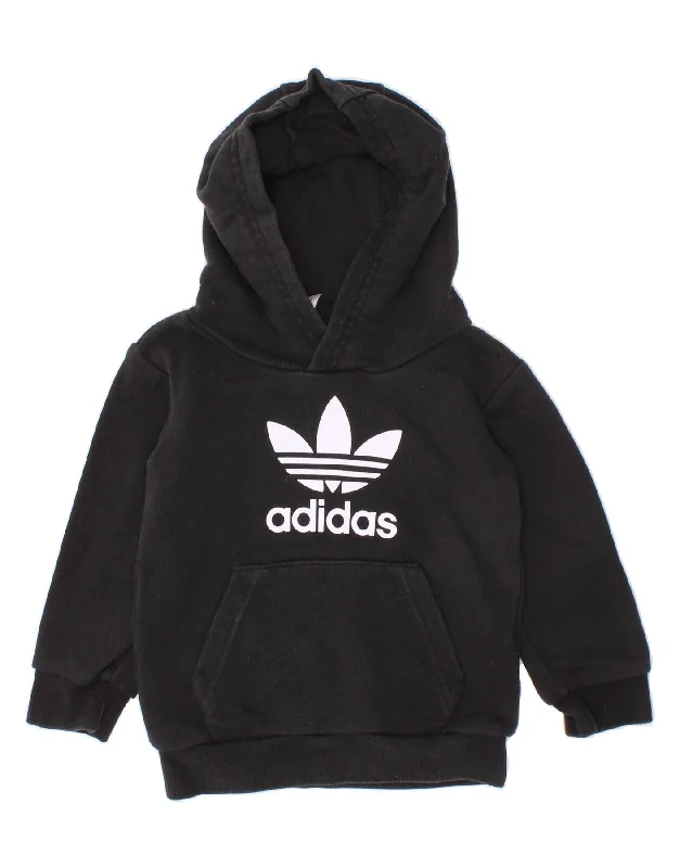 comfortable sweatshirts for everyday wear -ADIDAS Baby Boys Graphic Hoodie Jumper 9-12 Months Black Cotton