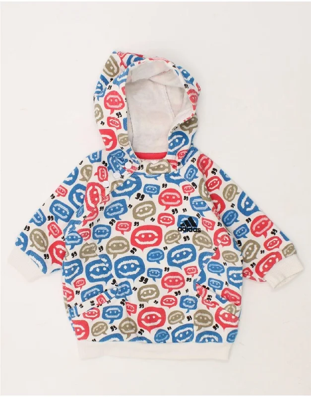 men's hoodie with drawstrings -ADIDAS Baby Girls Graphic Hoodie Jumper 0-3 Months Multicoloured Cotton