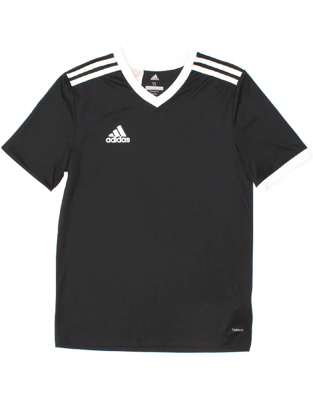 men's t-shirts for casual outings -ADIDAS Boys Aeroready Graphic T-Shirt Top 13-14 Years Large Black