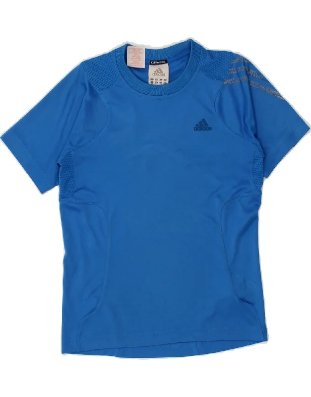 men's casual printed t-shirts -ADIDAS Boys Climacool T-Shirt Top 11-12 Years Blue Polyester