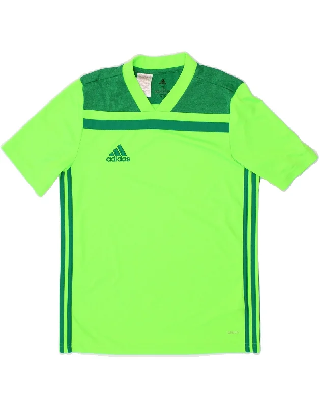 men's workout tee shirts -ADIDAS Boys Climalite T-Shirt Top 13-14 Years Large Green Polyester