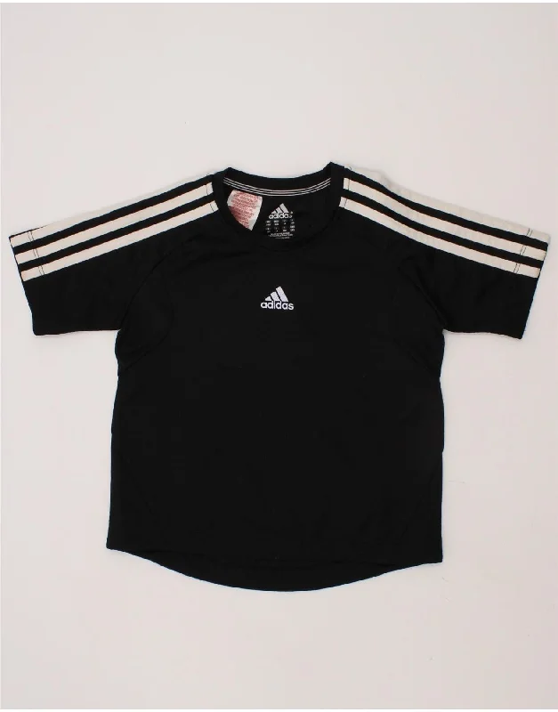 men's vintage graphic tee shirts -ADIDAS Boys Climalite T-Shirt Top 5-6 Years Black Polyester