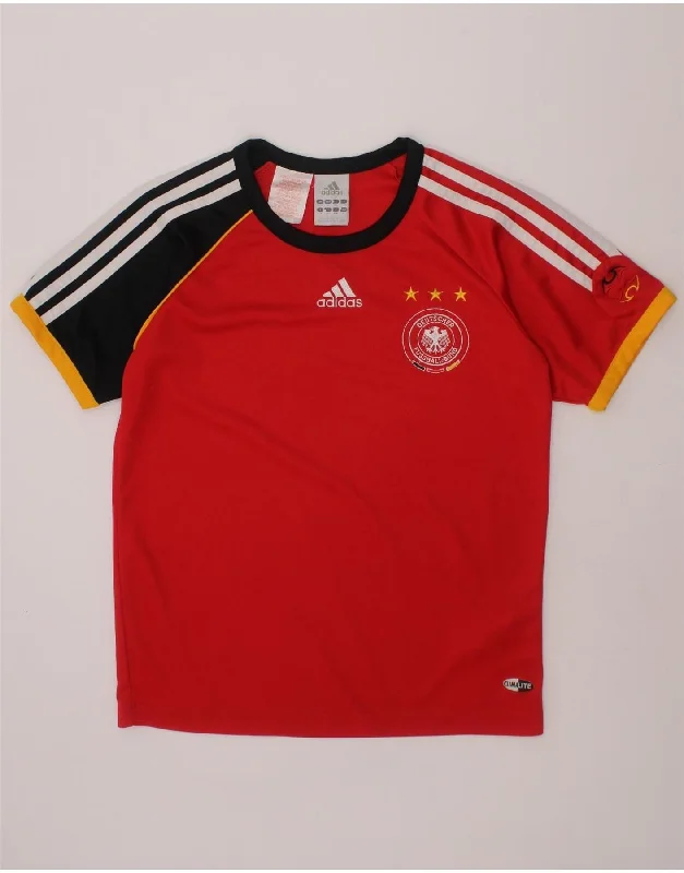 men's graphic t-shirts -ADIDAS Boys Deutscher Fussball Bund Graphic T-Shirt Top 9-10 Years Red