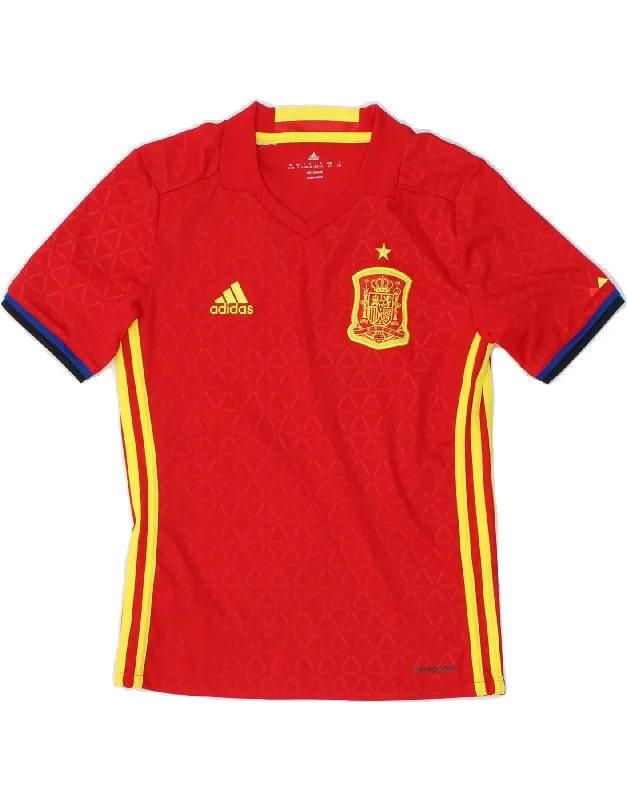 men's fitted crewneck t-shirts -ADIDAS Boys Espana Graphic T-Shirt Top 9-10 Years Red Polyester