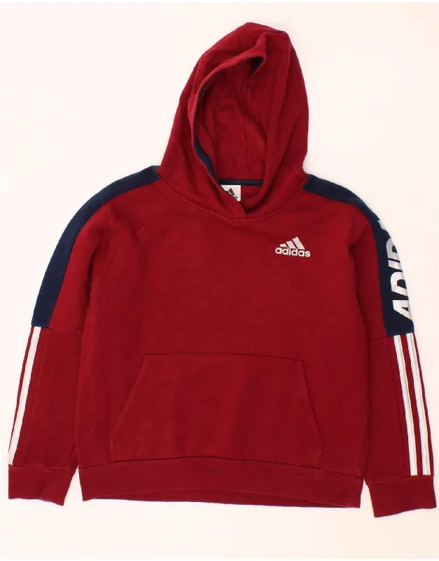 men's hoodie for warmth -ADIDAS Boys Graphic Hoodie Jumper 10-11 Years Medium  Red Colourblock