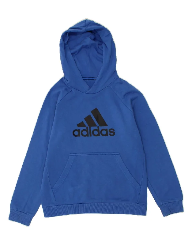 casual hoodies for men -ADIDAS Boys Graphic Hoodie Jumper 11-12 Years Blue Cotton