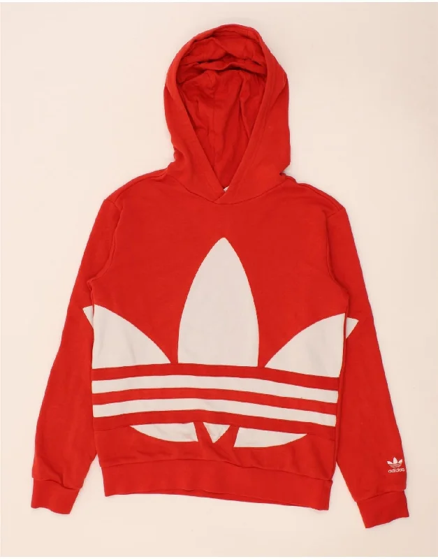 men's hoodies for layering -ADIDAS Boys Graphic Hoodie Jumper 14-15 Years Red Cotton