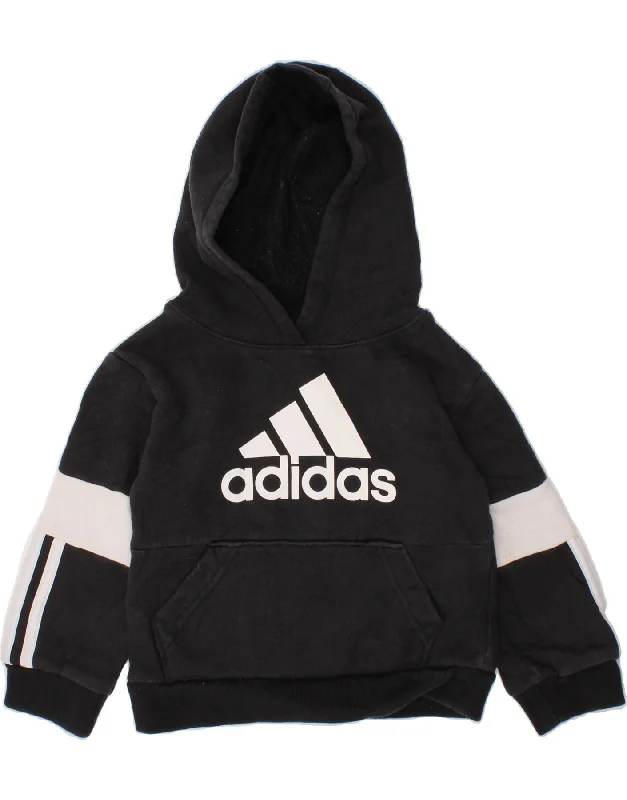 men's high-quality hoodies -ADIDAS Boys Graphic Hoodie Jumper 2-3 Years Black Cotton