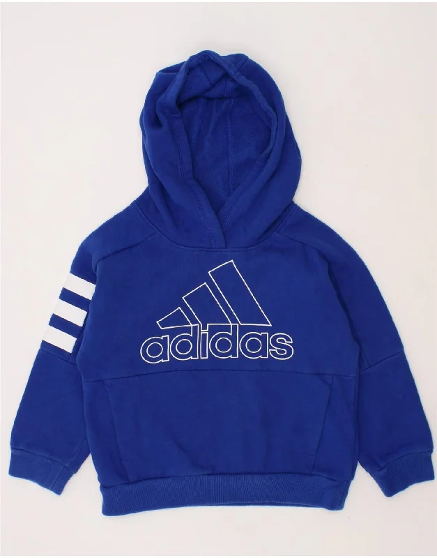 men's zip-up hoodies -ADIDAS Boys Graphic Hoodie Jumper 2-3 Years Navy Blue Cotton