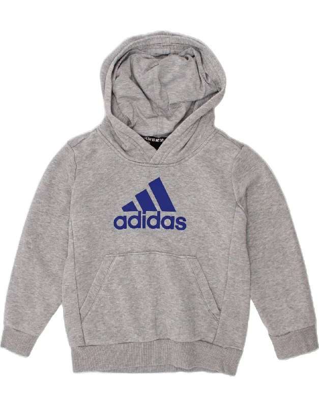 stylish hoodies for men -ADIDAS Boys Graphic Hoodie Jumper 4-5 Years Grey Cotton