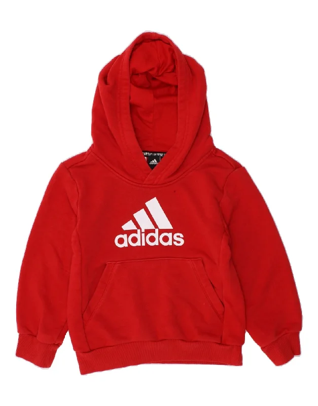 comfortable sweatshirts for everyday wear -ADIDAS Boys Graphic Hoodie Jumper 4-5 Years Red Cotton