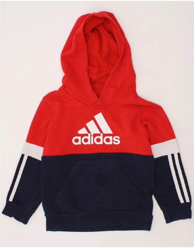 men's hoodies with logos -ADIDAS Boys Graphic Hoodie Jumper 5-6 Years Multicoloured Colourblock