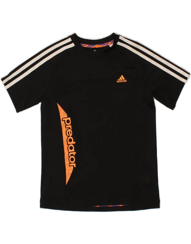 men's graphic print t-shirts -ADIDAS Boys Graphic T-Shirt Top 11-12 Years Black Polyester