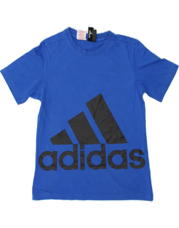 men's casual wear t-shirts -ADIDAS Boys Graphic T-Shirt Top 11-12 Years  Blue Cotton