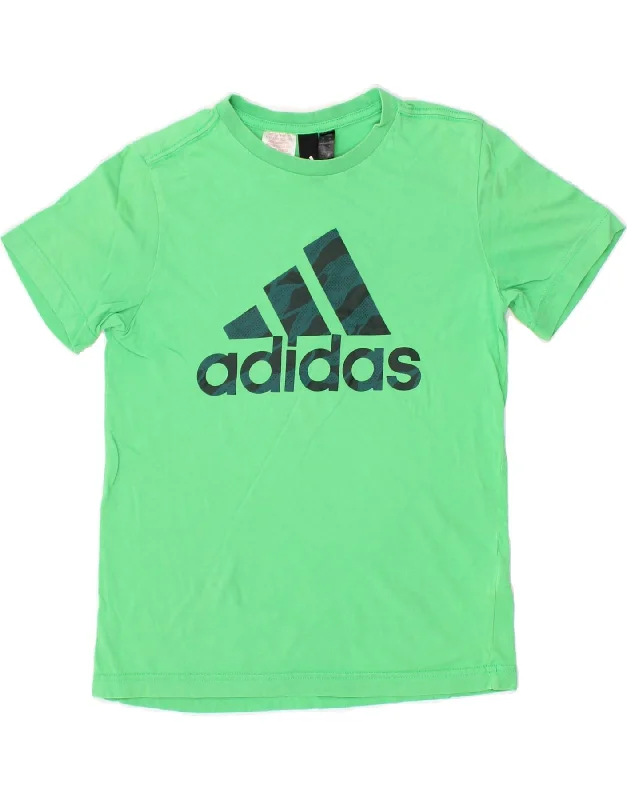 men's eco-friendly graphic t-shirts -ADIDAS Boys Graphic T-Shirt Top 11-12 Years Green Cotton