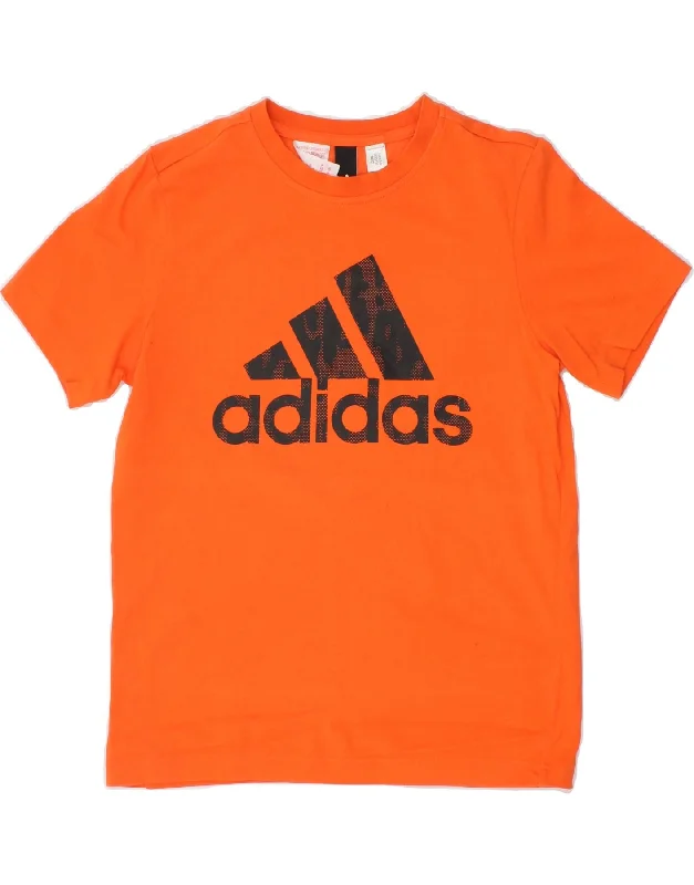 men's graphic print t-shirts -ADIDAS Boys Graphic T-Shirt Top 12-13 Years Orange