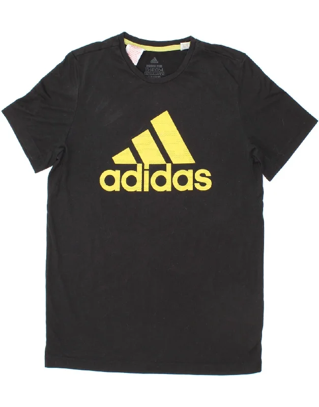 printed cotton t-shirts -ADIDAS Boys Graphic T-Shirt Top 13-14 Years Black Polyester