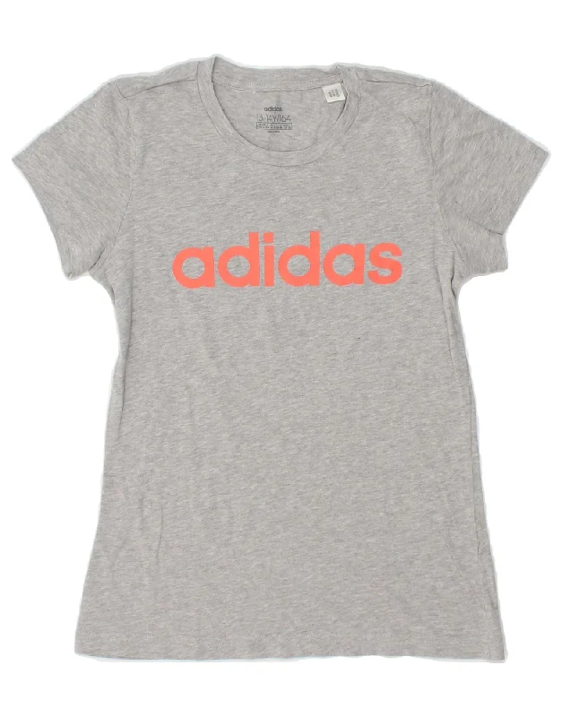 men's bold graphic t-shirts -ADIDAS Boys Graphic T-Shirt Top 13-14 Years Grey