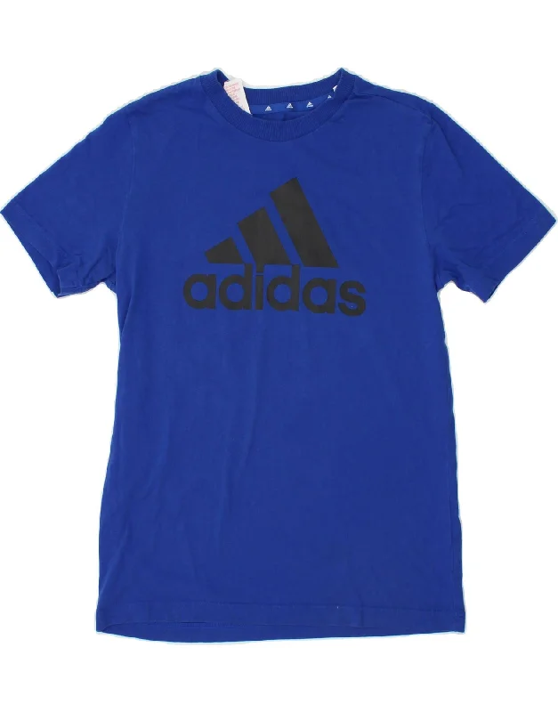 men's stylish casual t-shirts -ADIDAS Boys Graphic T-Shirt Top 13-14 Years Navy Blue Cotton