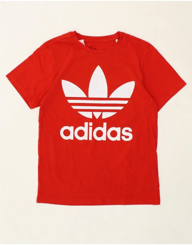 men's graphic design t-shirts -ADIDAS Boys Graphic T-Shirt Top 13-14 Years  Red Cotton