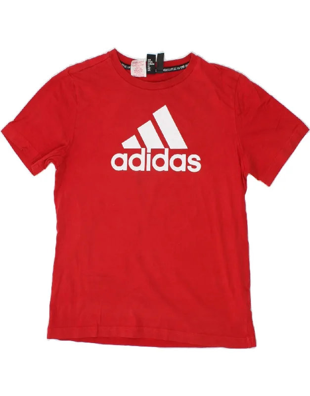 men's comfortable t-shirts -ADIDAS Boys Graphic T-Shirt Top 13-14 Years  Red Cotton