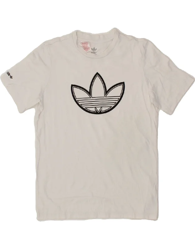 men's sports t-shirts -ADIDAS Boys Graphic T-Shirt Top 13-14 Years White Cotton