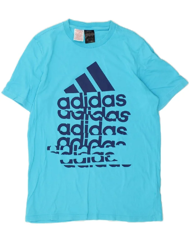 trendy graphic tees for men -ADIDAS Boys Graphic T-Shirt Top 15-16 Years Blue Cotton