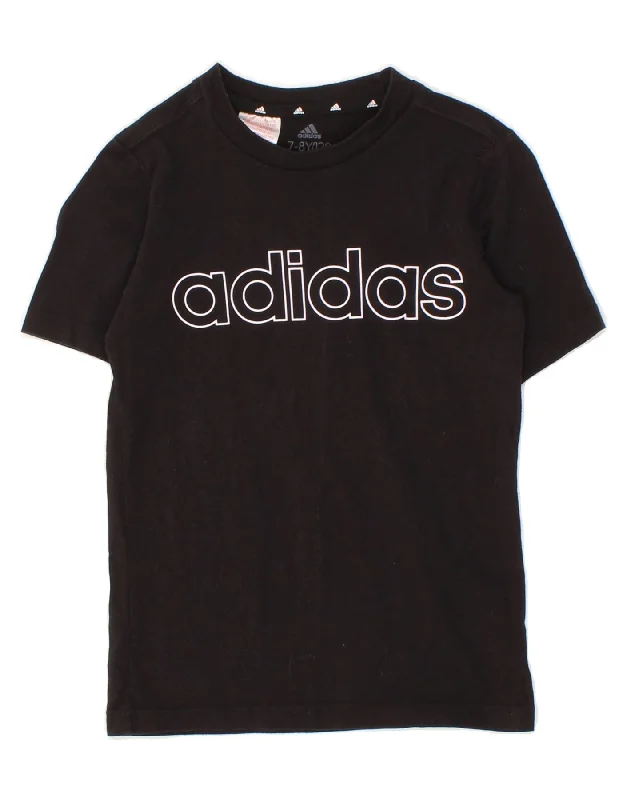 men's t-shirts with cool quotes -ADIDAS Boys Graphic T-Shirt Top 7-8 Years Black Cotton