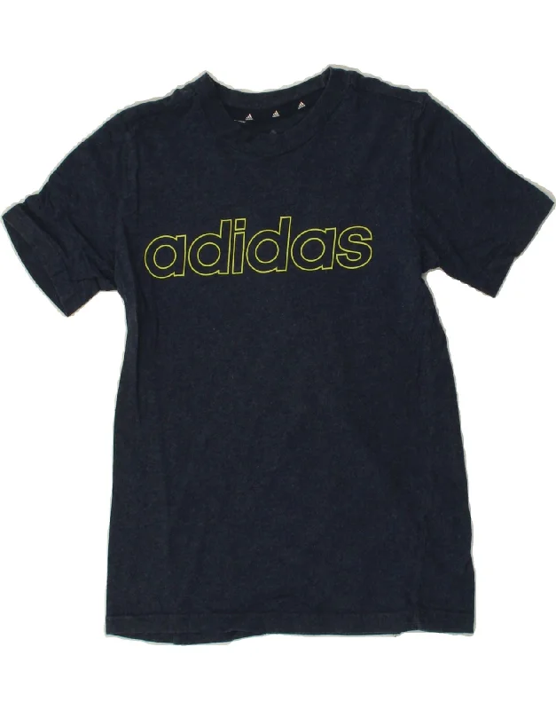 men's t-shirts with cool quotes -ADIDAS Boys Graphic T-Shirt Top 9-10 Years Blue Cotton