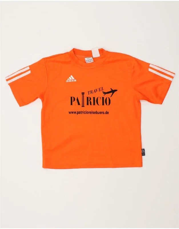 men's vintage graphic t-shirts -ADIDAS Boys Graphic T-Shirt Top 9-10 Years Orange Polyester