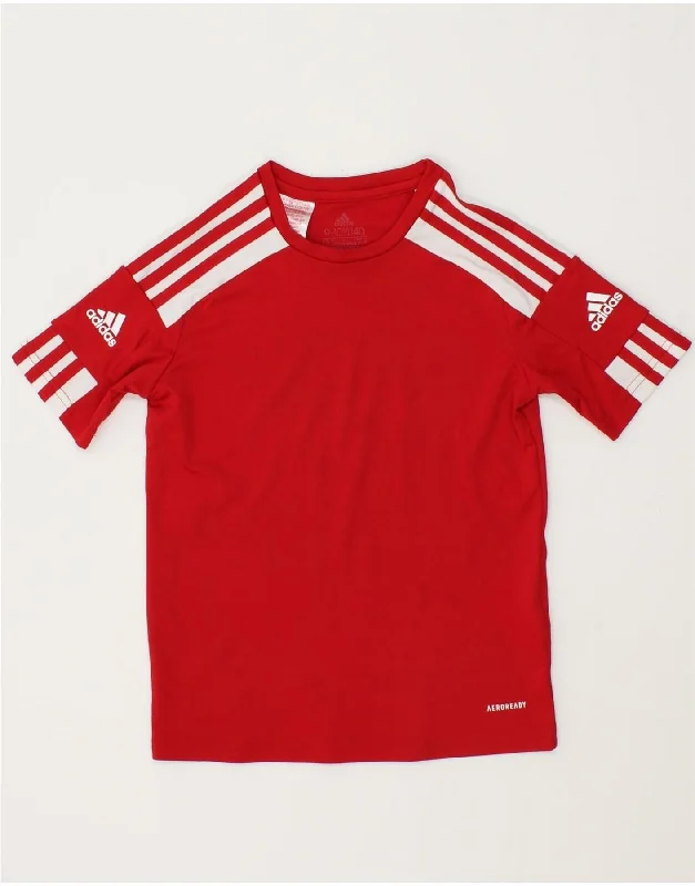 men's soft cotton t-shirts -ADIDAS Boys Graphic T-Shirt Top 9-10 Years Red Polyester