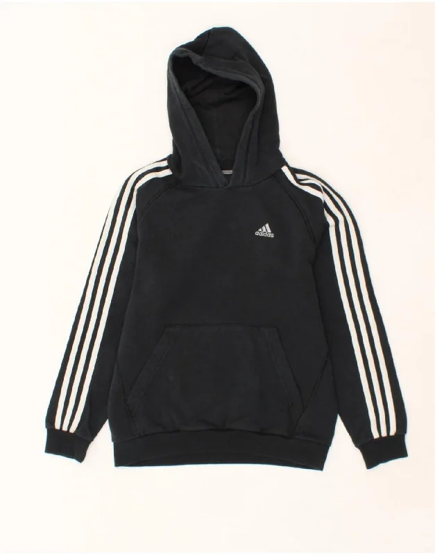 men's stylish zip-up hoodies -ADIDAS Boys Hoodie Jumper 11-12 Years Black Cotton