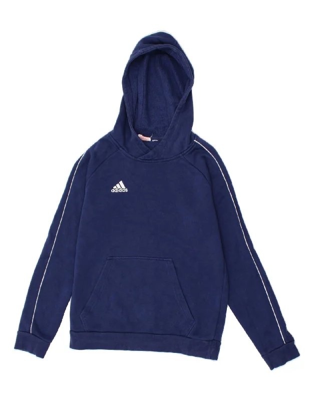 men's fleece sweatshirts -ADIDAS Boys Hoodie Jumper 11-12 Years Navy Blue Cotton