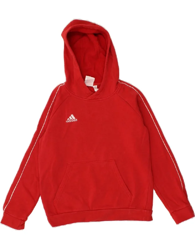 men's zip-up hoodies -ADIDAS Boys Hoodie Jumper 11-12 Years Red Cotton