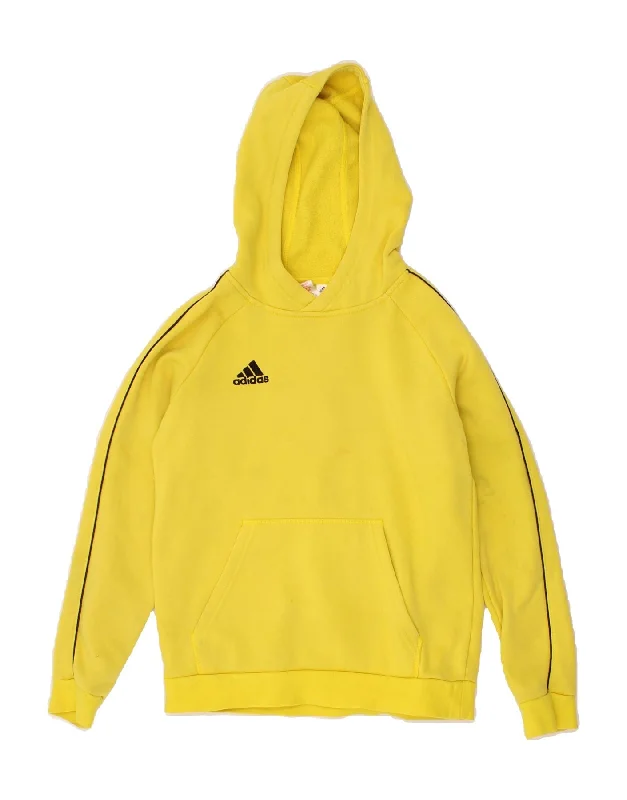 men's sweatshirts with designs -ADIDAS Boys Hoodie Jumper 11-12 Years Yellow Cotton