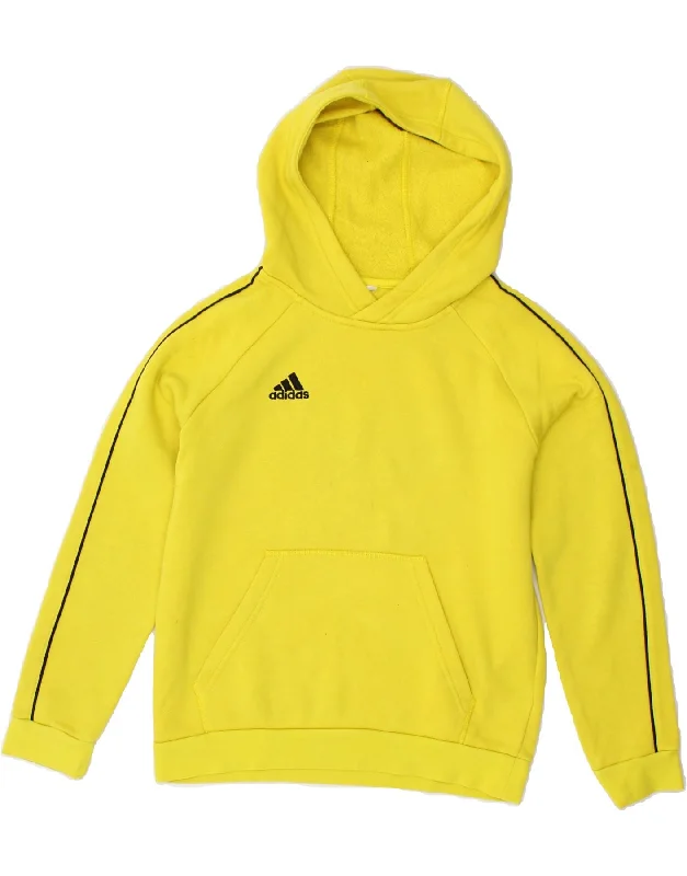 men's heavy fleece sweatshirts -ADIDAS Boys Hoodie Jumper 12-13 Years Yellow Cotton