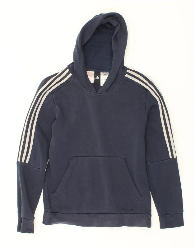 men's winter hoodie -ADIDAS Boys Hoodie Jumper 13-14 Years Navy Blue Cotton